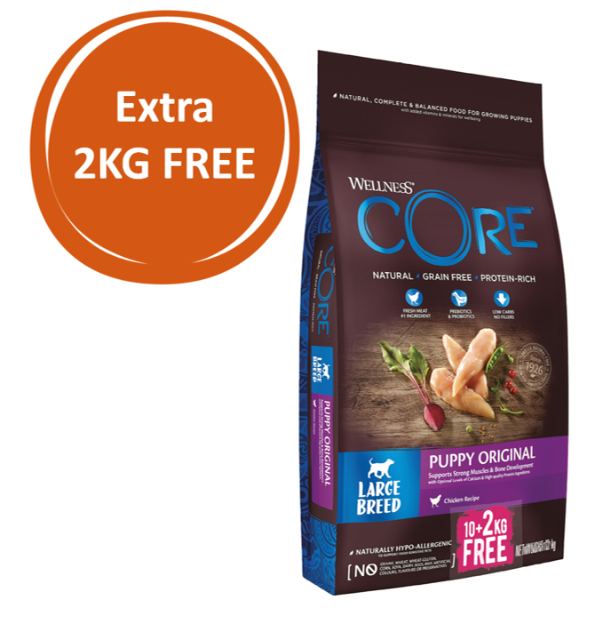 Wellness CORE Large Breed Puppy Chicken 10kg 2KG FREE Wellness CORE Breeder Programme