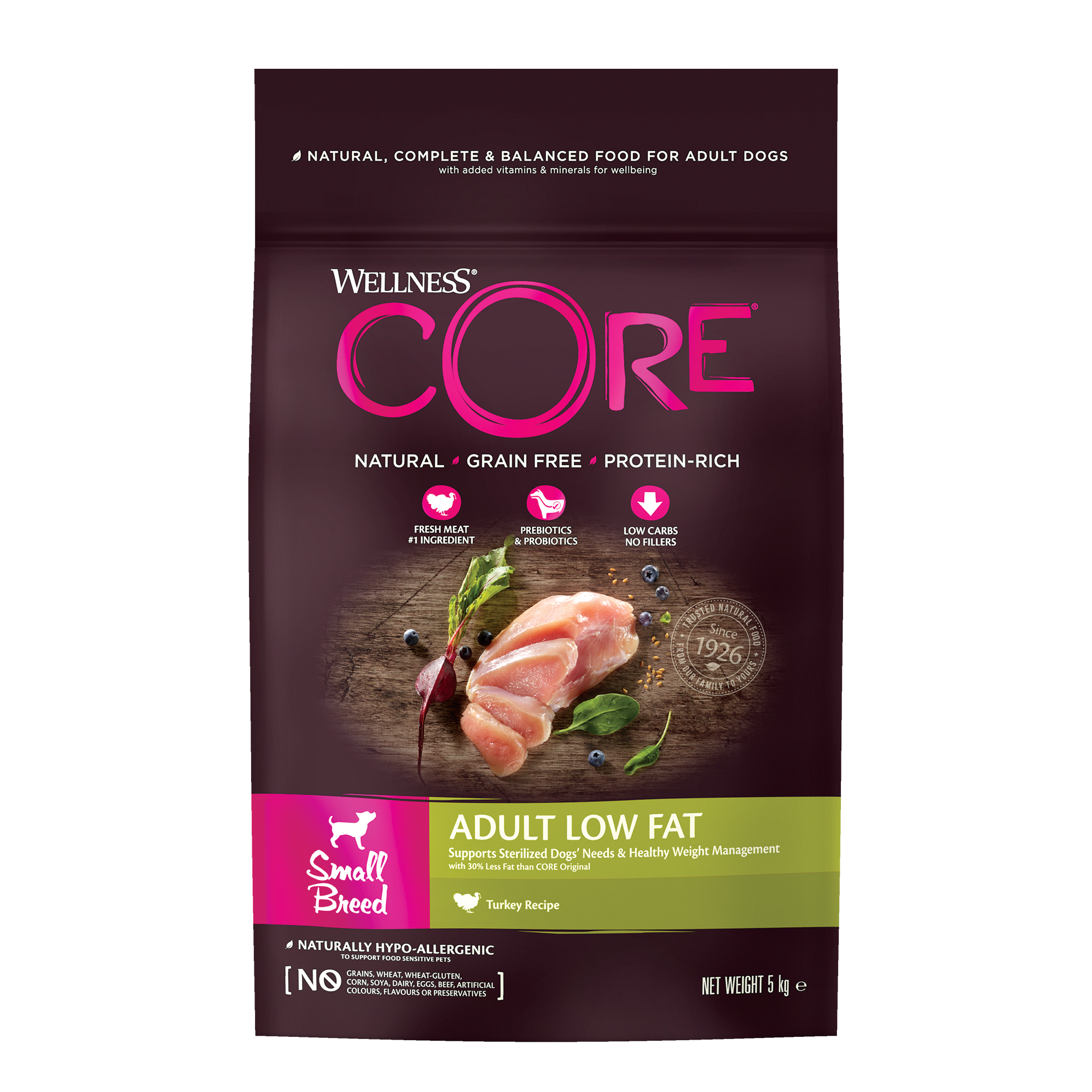 Wellness core natural grain free deals reduced fat dog food