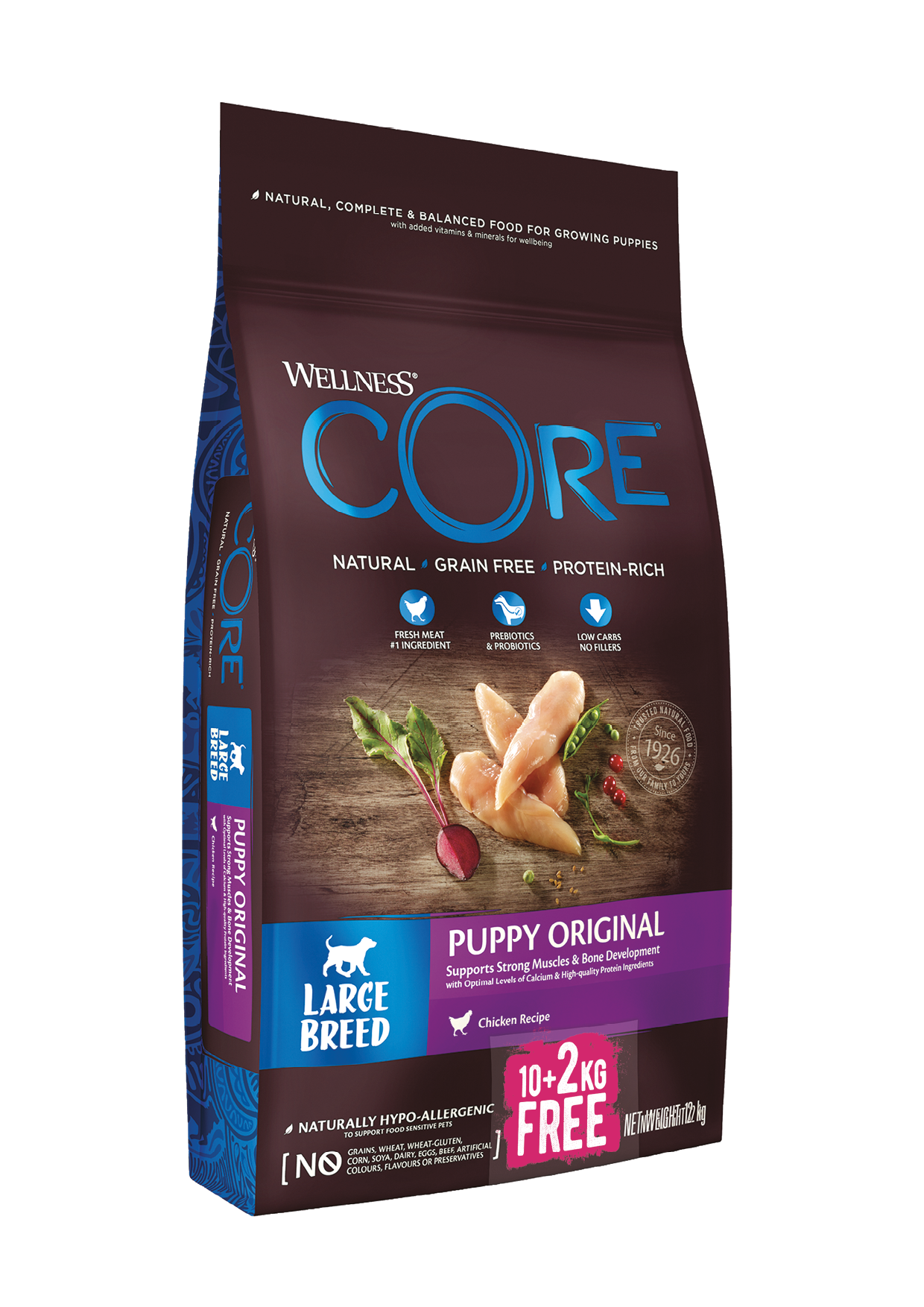 Wellness CORE Large Breed Puppy Chicken 10kg 2KG FREE Wellness CORE Breeder Programme